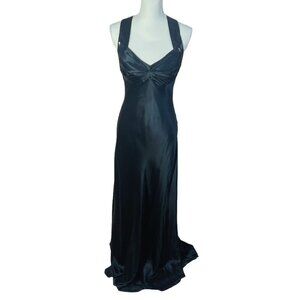 y2k Vintage Silk Calvin Klein Black Sequin Maxi Formal Dress Gown Size 8